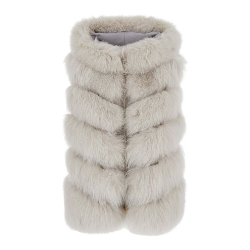Suprema Women White Vest With Front Closure In Fur For Women